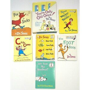 Lot 7 DR. SEUSS Hardcover BOOKS Fox in Socks Foot Book Wocket in My Pocket Fish